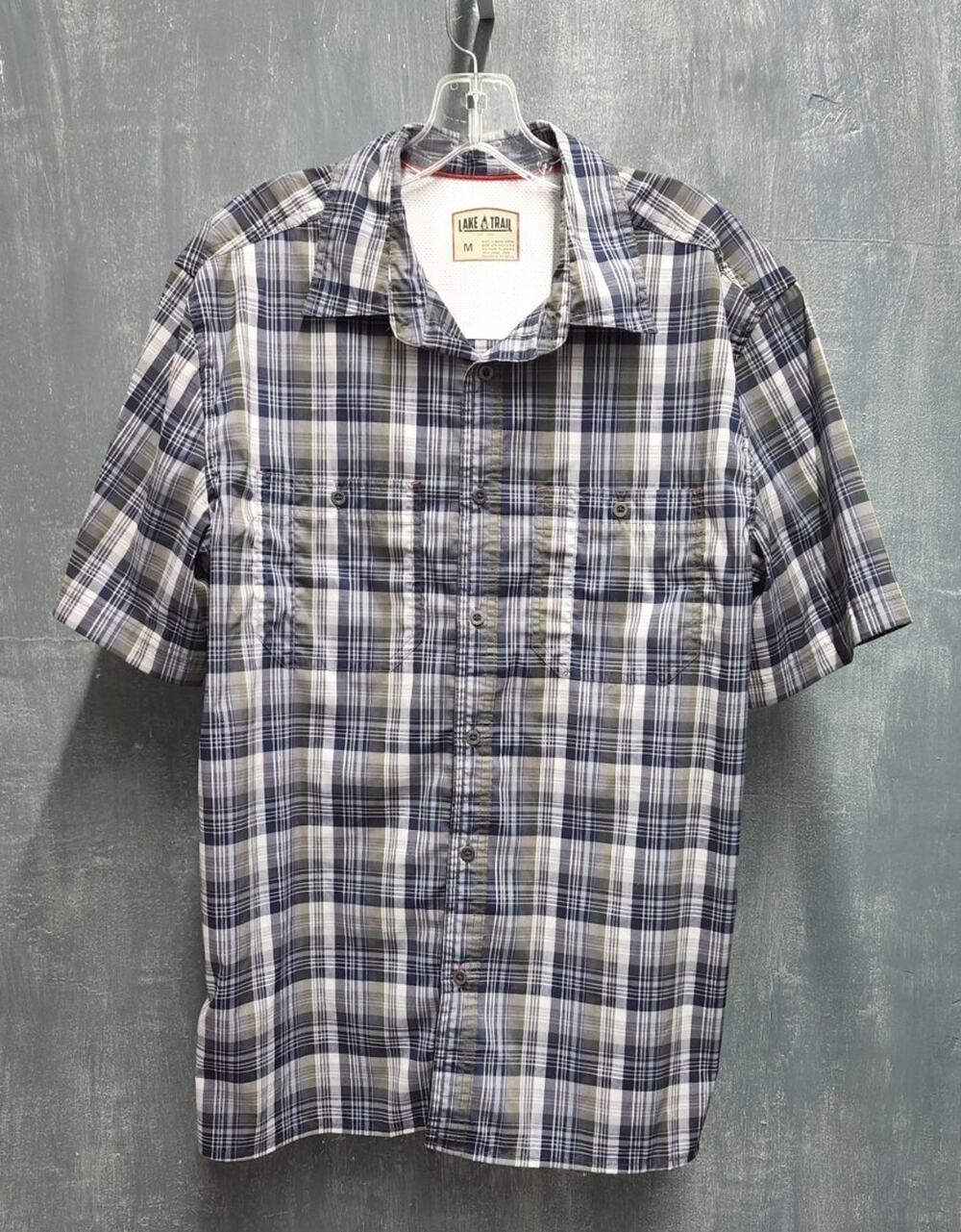 Lake & Trail Short Sleeve Shirt Size Medium Button Down Fishing Hiking